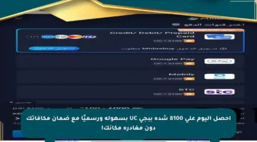 احصل اليوم على 8100 شدة ببجي UC بسهولة ورسميًا مع ضمان مكافأتك دون مغادرة مكانك!